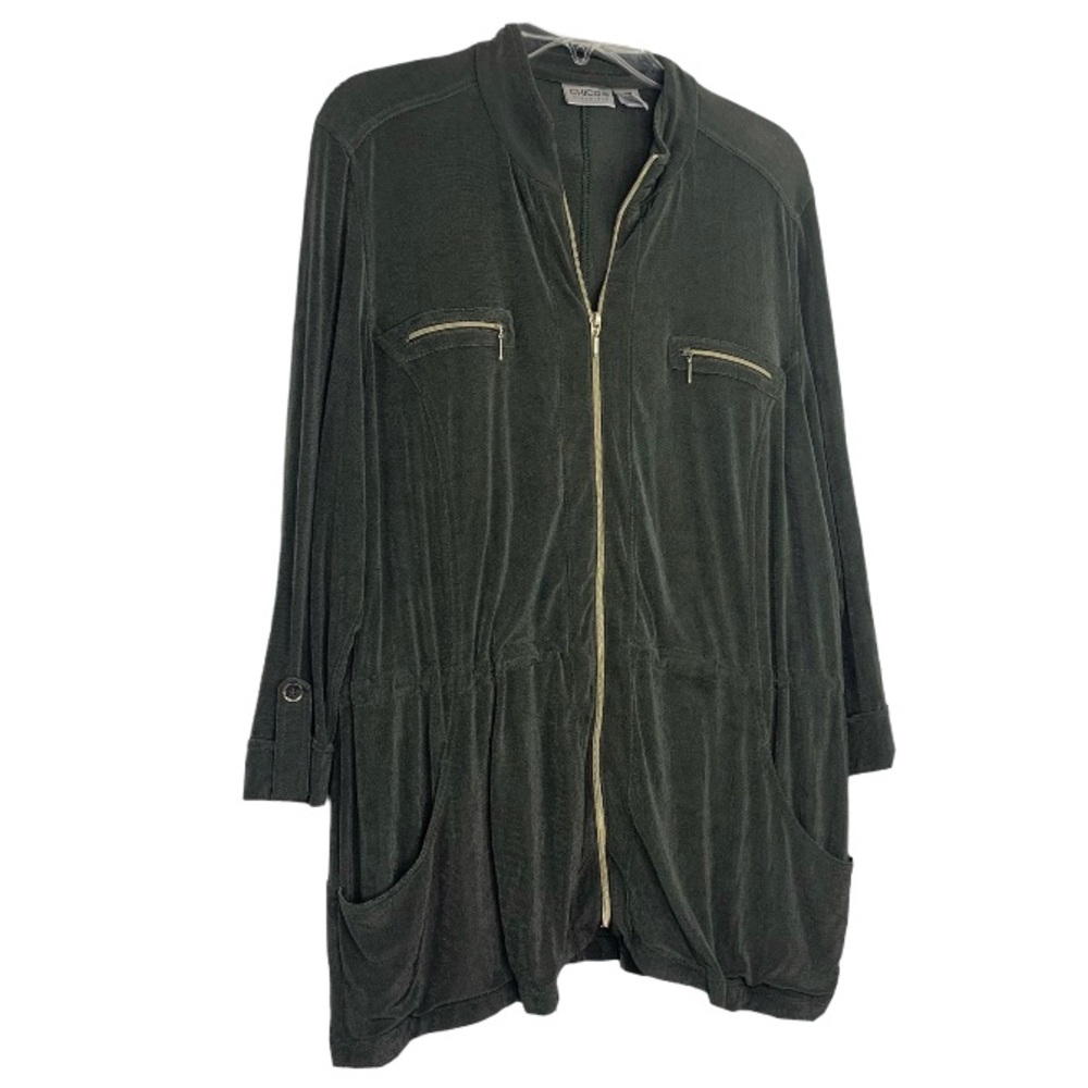 CHICO'S TRAVELERS JACKET CHICO'S SZ 3 (XL) green